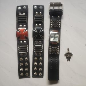 Vintage punk rock set , watch, braclets and charm